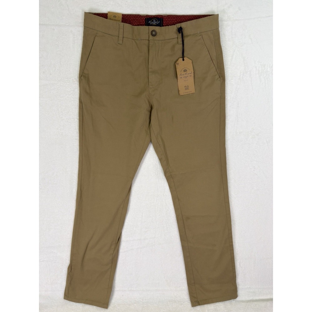 New Across The‎ Pond Pants Mens 34x32 Beige Cornstalk Slim Fit Stretch Chino
